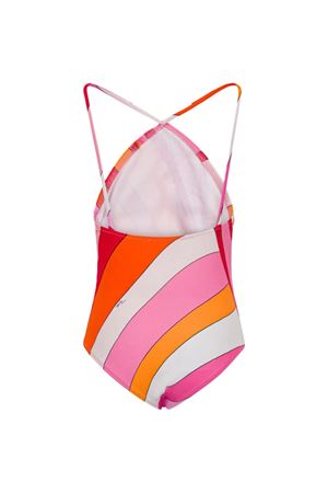 Costume intero a righe multicolore con spalline incrociate EMILIO PUCCI KIDS | PYCA79Z374850EAR
